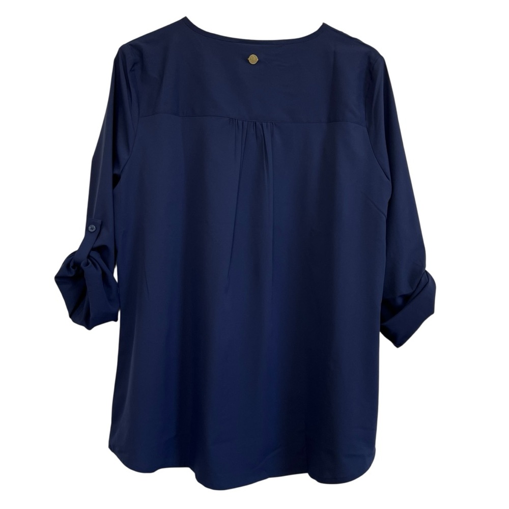 Coolibar Santa Barbara Tunic Top with Roll-up Sleeves in Navy UPF 50+ Size Large - Picture 3 of 14